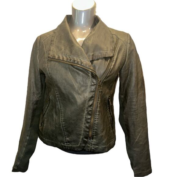 bagatelle Jackets & Blazers - BAGATELLE Green Vegan Leather Moto Jacket Missing Size Tag